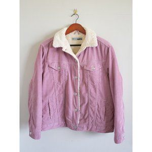Topshop Pink Corduroy Shearling Jacket Size 8